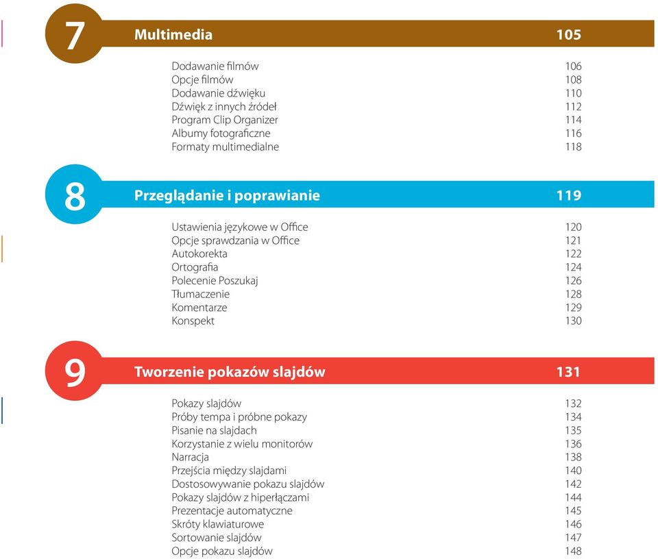 Konspekt 30 Tworzenie pokazów slajdów 3 Pokazy slajdów 3 Próby tempa i próbne pokazy 34 Pisanie na slajdach 35 Korzystanie z wielu monitorów 36 Narracja 38 Przejścia