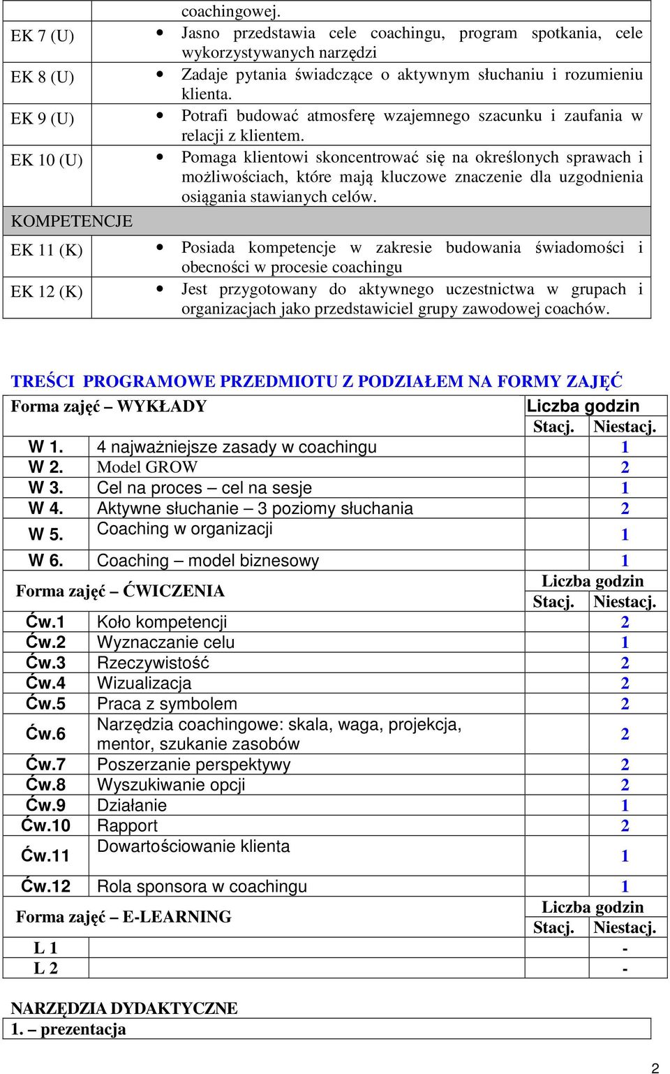 EK 10 (U) Pomaga klientowi skoncentrować się na określonych sprawach i możliwościach, które mają kluczowe znaczenie dla uzgodnienia osiągania stawianych celów.