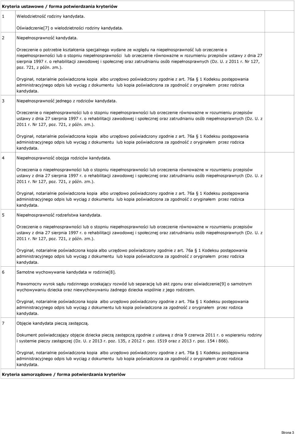 o rehabilitacji zawodowej i społecznej oraz zatrudnianiu osób niepełnosprawnych (Dz. U. z 2011 r. Nr 127, poz. 721, z późn. zm.).