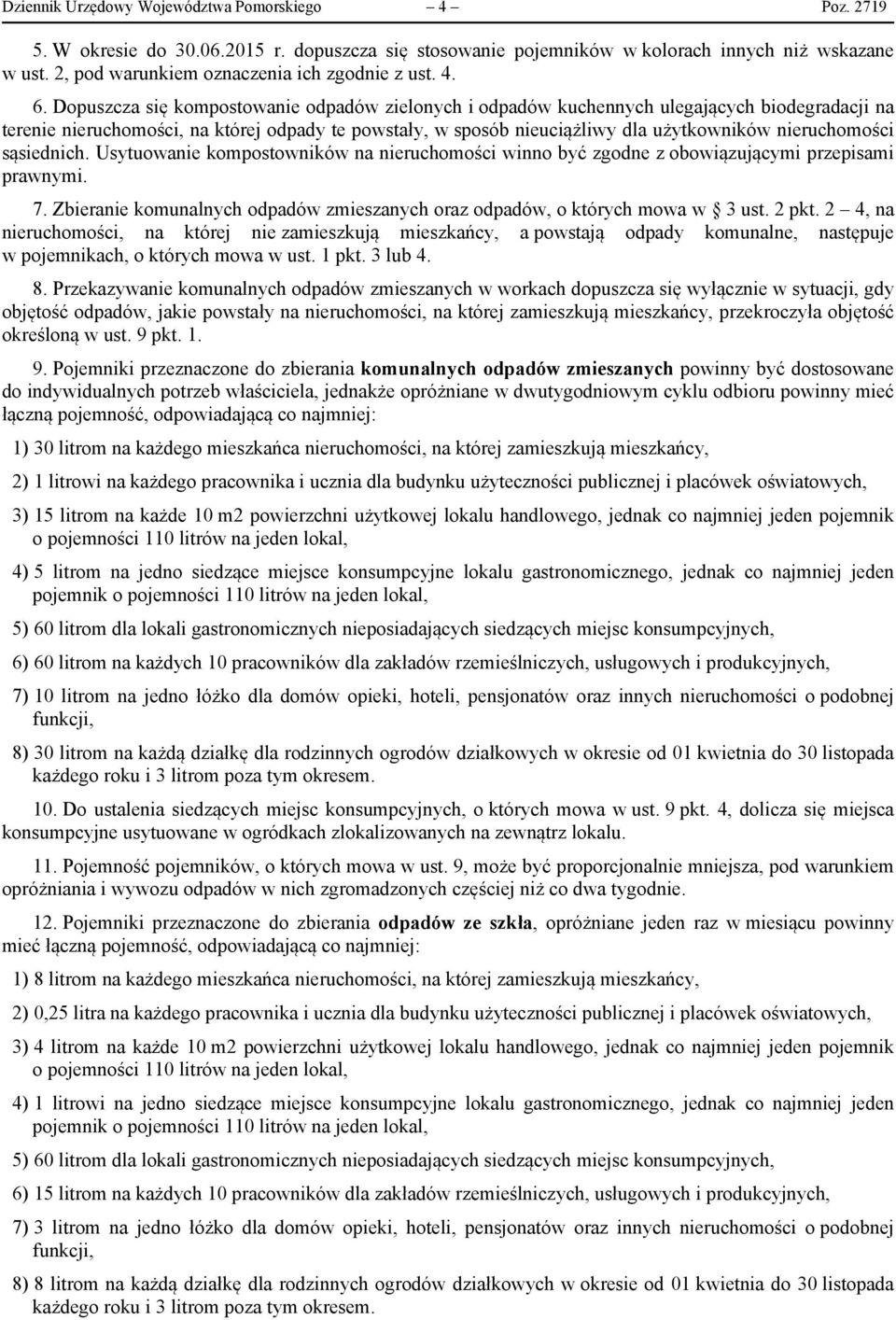 Dopuszcza się kompostowanie odpadów zielonych i odpadów kuchennych ulegających biodegradacji na terenie nieruchomości, na której odpady te powstały, w sposób nieuciążliwy dla użytkowników