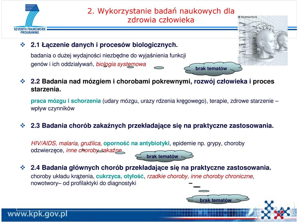 2 Badania nad mózgiem i chorobami pokrewnymi, rozwój człowieka i proces starzenia. praca mózgu i schorzenia (udary mózgu, urazy rdzenia kręgowego), terapie, zdrowe starzenie wpływ czynników 2.