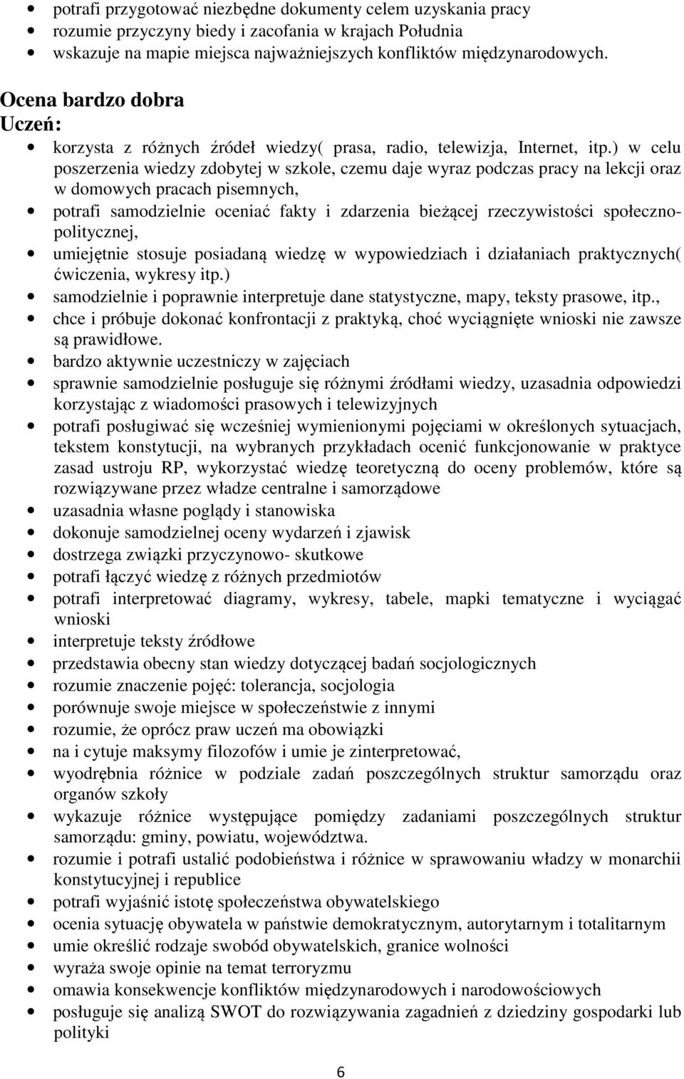 ) w celu poszerzenia wiedzy zdobytej w szkole, czemu daje wyraz podczas pracy na lekcji oraz w domowych pracach pisemnych, potrafi samodzielnie oceniać fakty i zdarzenia bieżącej rzeczywistości