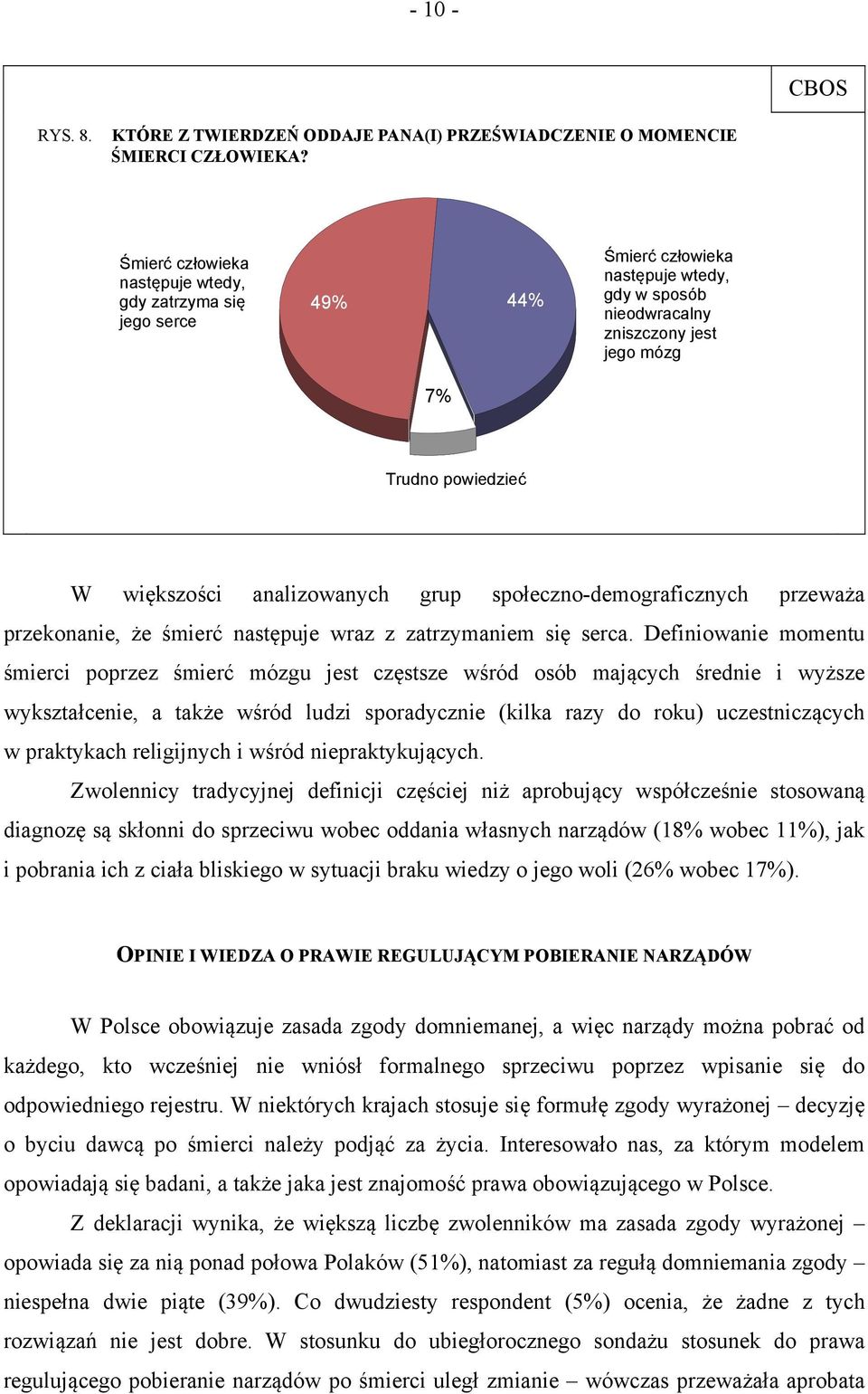 analizowanych grup społeczno-demograficznych przeważa przekonanie, że śmierć następuje wraz z zatrzymaniem się serca.