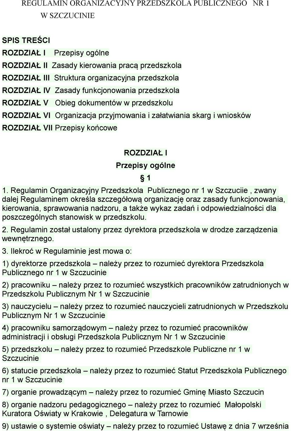 ROZDZIAŁ I Przepisy ogólne 1 1.