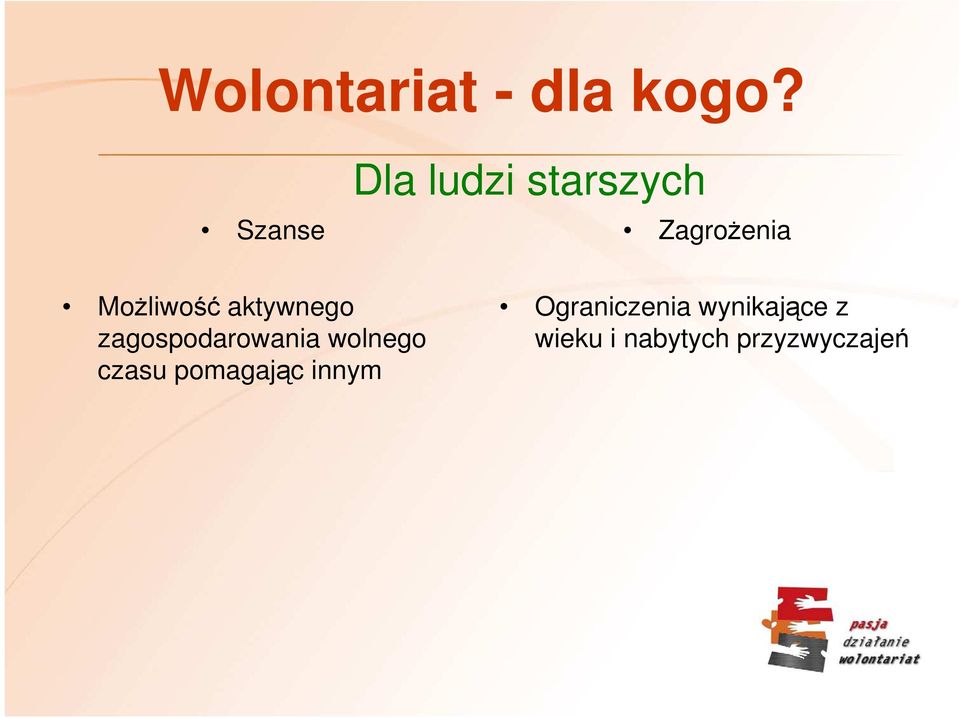 MoŜliwość aktywnego zagospodarowania wolnego