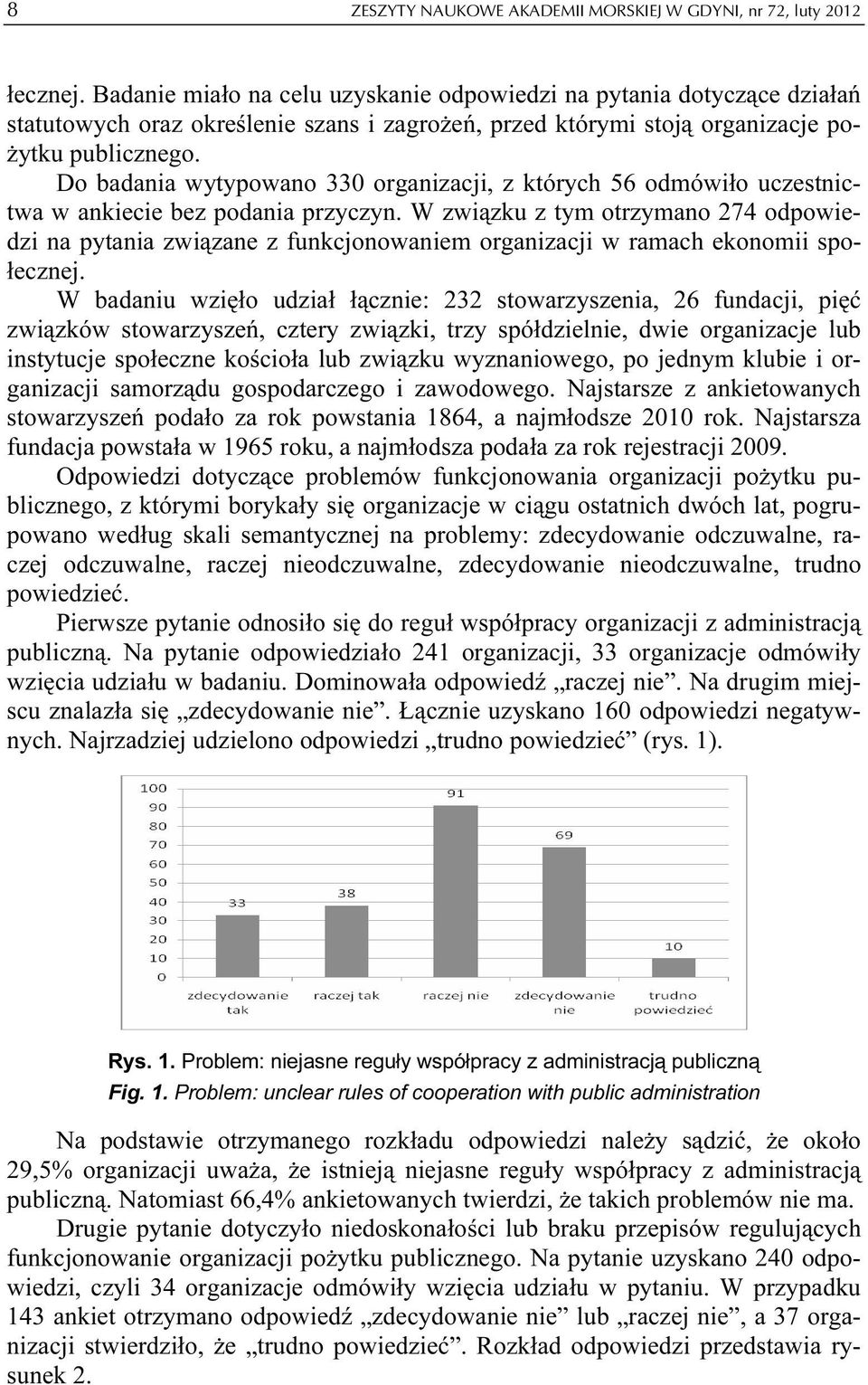 Do badania wytypowano 330 organizacji, z których 56 odmówiło uczestnictwa w ankiecie bez podania przyczyn.