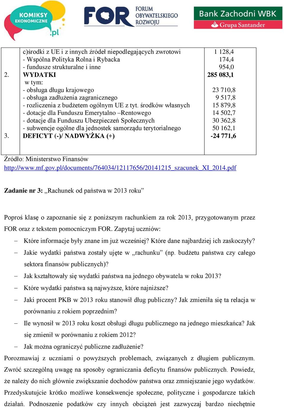 środków własnych - dotacje dla Funduszu Emerytalno Rentowego - dotacje dla Funduszu Ubezpieczeń Społecznych - subwencje ogólne dla jednostek samorządu terytorialnego DEFICYT (-)/ NADWYŻKA (+) 1 128,4