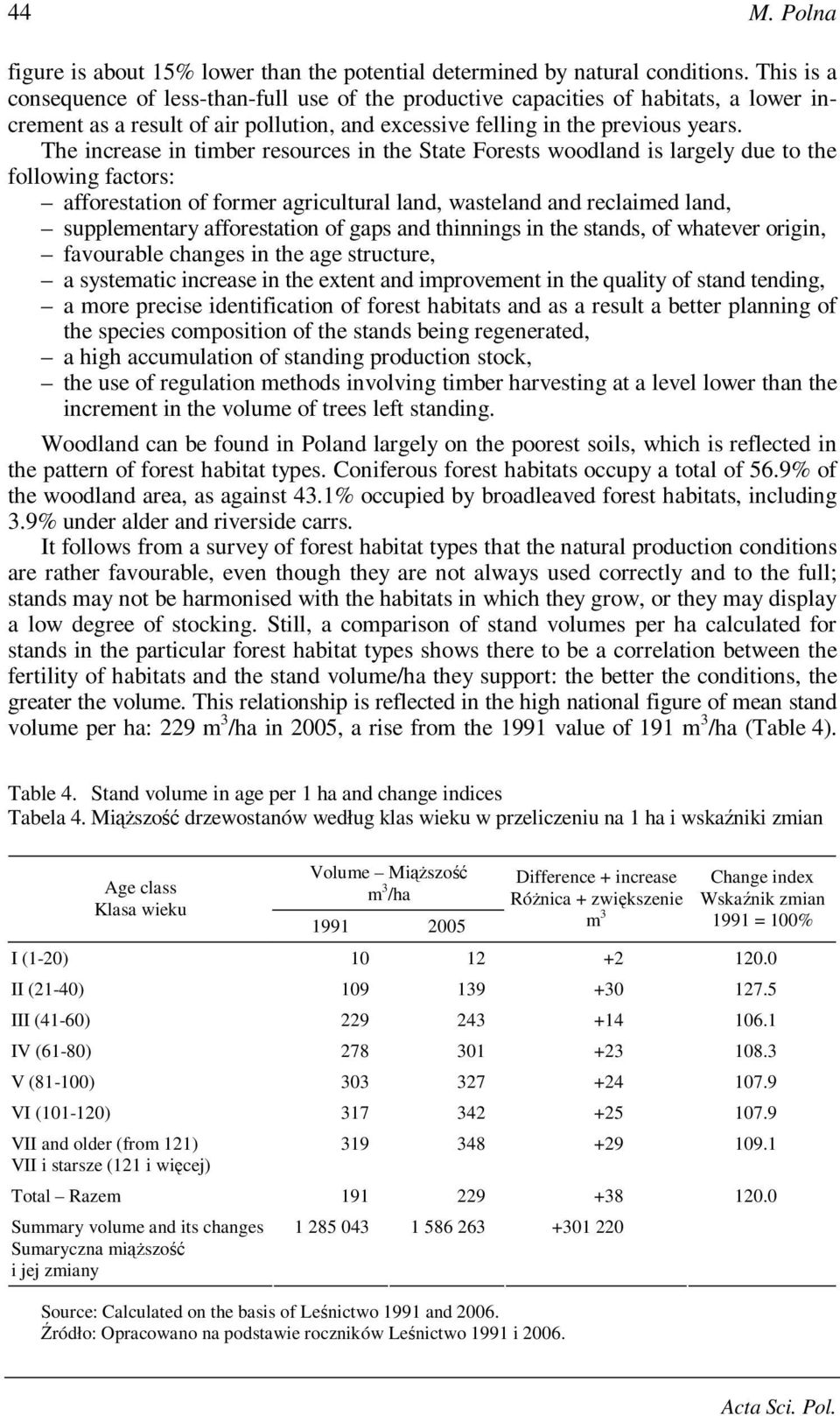 The increase in timber resources in the State Forests woodland is largely due to the following factors: afforestation of former agricultural land, wasteland and reclaimed land, supplementary