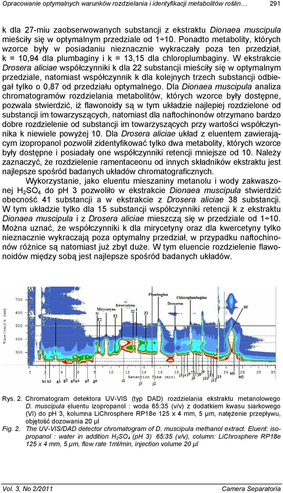 W ekstrakcie Drosera aliciae wspó czynniki k dla 22 substancji mie ci y si w optymalnym przedziale, natomiast wspó czynnik k dla kolejnych trzech substancji odbiega tylko o 0,87 od przedzia u