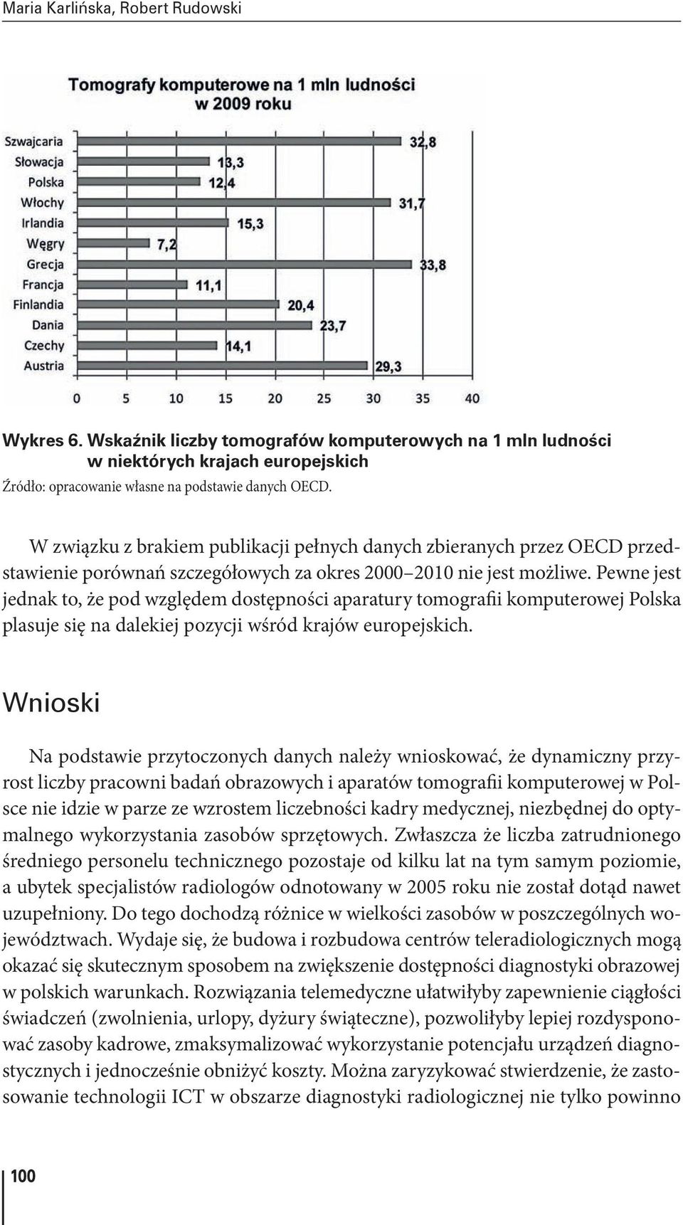 Pewne jest jednak to, że pod względem dostępności aparatury tomografii komputerowej Polska plasuje się na dalekiej pozycji wśród krajów europejskich.