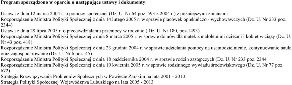 o przeciwdziałaniu przemocy w rodzinie ( Dz. U. Nr 180, poz.1493) Rozporządzenie Ministra Polityki Społecznej z dnia 8 marca 2005 r.