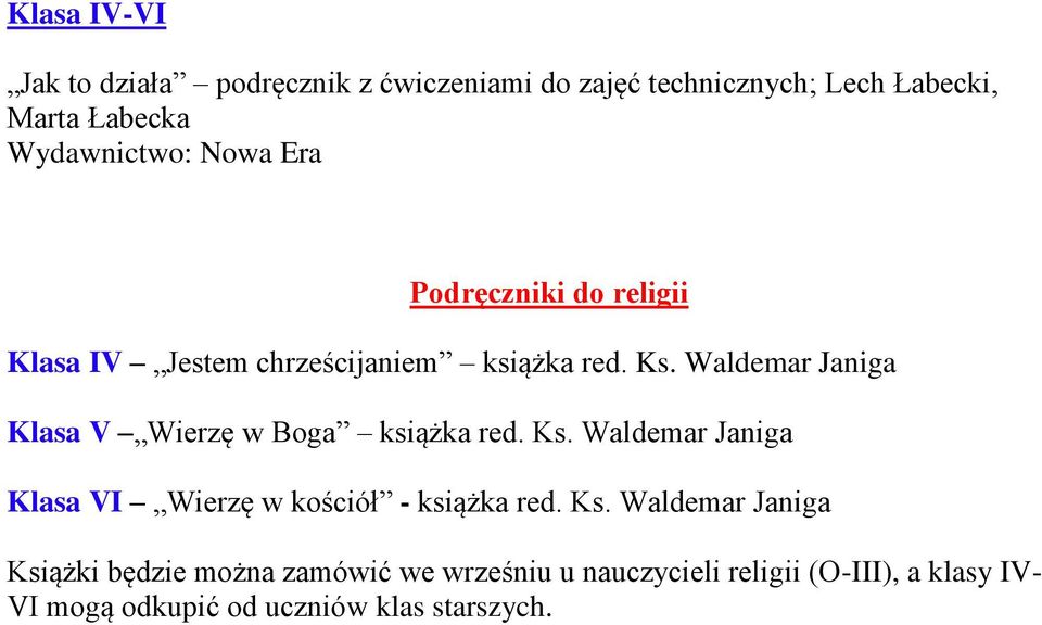 Waldemar Janiga Wierzę w Boga książka red. Ks.