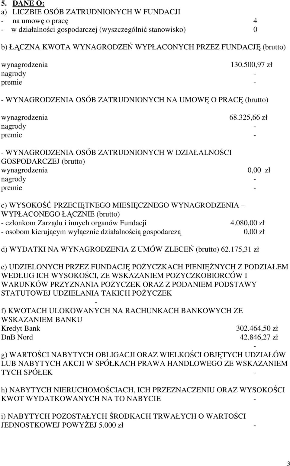 325,66 zł nagrody - premie - - WYNAGRODZENIA OSÓB ZATRUDNIONYCH W DZIAŁALNOŚCI GOSPODARCZEJ (brutto) wynagrodzenia 0,00 zł nagrody - premie - c) WYSOKOŚĆ PRZECIĘTNEGO MIESIĘCZNEGO WYNAGRODZENIA