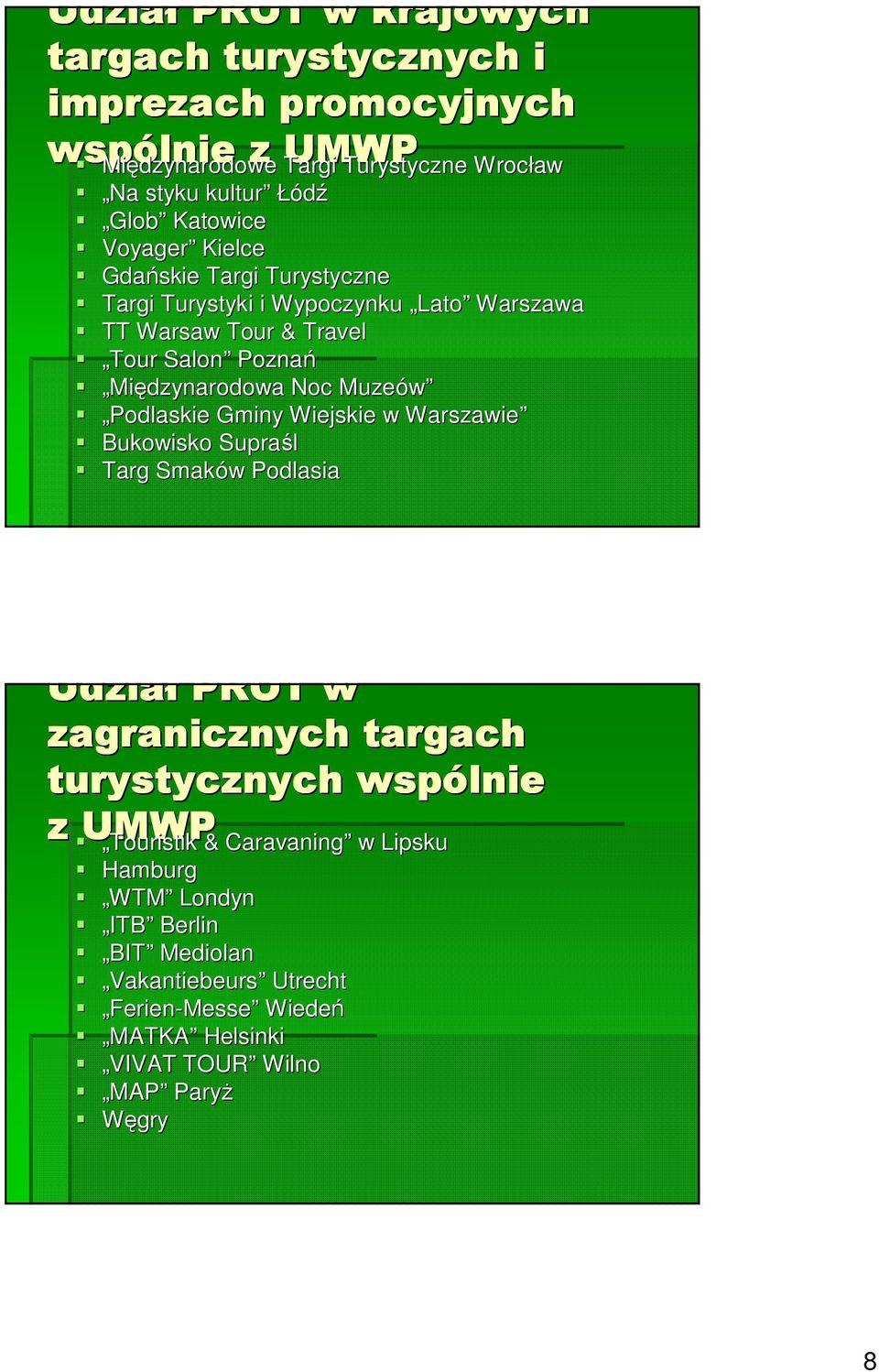 Muzeów Podlaskie Gminy Wiejskie w Warszawie Bukowisko Supraśl Targ Smaków w Podlasia Udział PROT w zagranicznych targach turystycznych wspólnie z UMWP