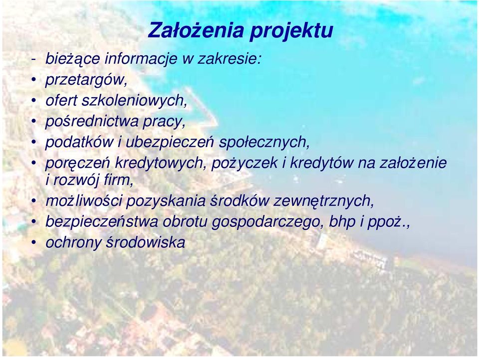 kredytowych, poŝyczek i kredytów na załoŝenie i rozwój firm, moŝliwości