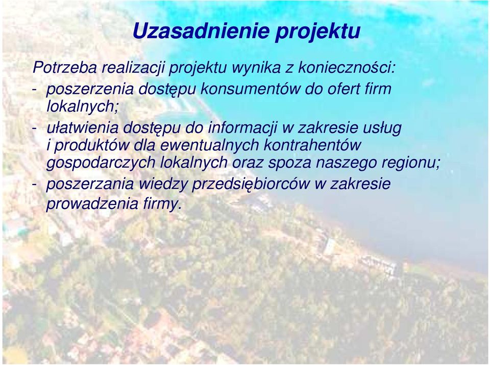 informacji w zakresie usług i produktów dla ewentualnych kontrahentów gospodarczych