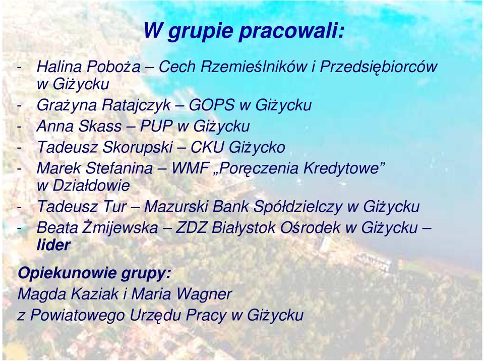 Poręczenia Kredytowe w Działdowie - Tadeusz Tur Mazurski Bank Spółdzielczy w GiŜycku - Beata śmijewska