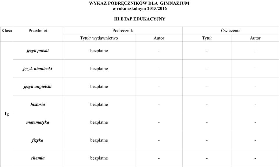 polski bezpłatne - język niemiecki bezpłatne - język angielski bezpłatne - Ig