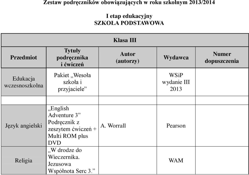 III 2013 English Adventure 3 Podręcznik z zeszytem ćwiczeń +