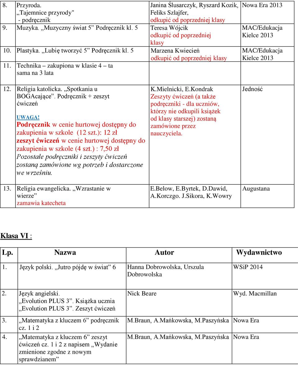 Spotkania u BOGAcające. Podręcznik + zeszyt ćwiczeń UWAGA! Podręcznik w cenie hurtowej dostępny do zakupienia w szkole (12 szt.