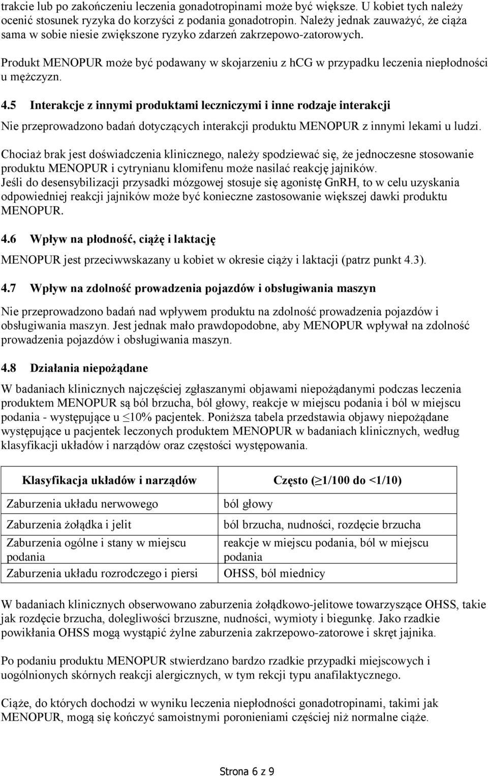 Produkt MENOPUR może być podawany w skojarzeniu z hcg w przypadku leczenia niepłodności u mężczyzn. 4.