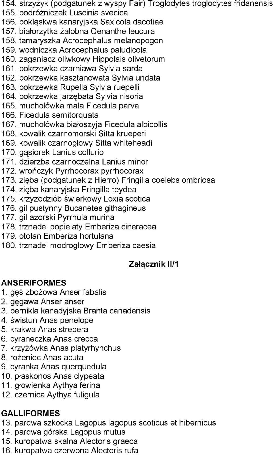 pokrzewka czarniawa Sylvia sarda 162. pokrzewka kasztanowata Sylvia undata 163. pokrzewka Rupella Sylvia ruepelli 164. pokrzewka jarzębata Sylvia nisoria 165. muchołówka mała Ficedula parva 166.