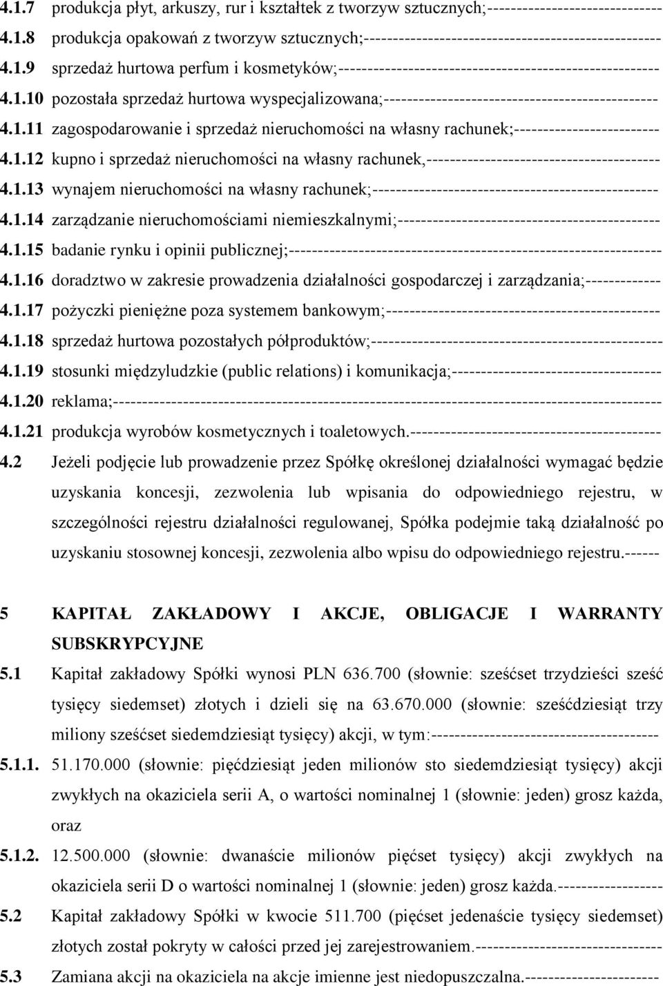 1.12 kupno i sprzedaż nieruchomości na własny rachunek,---------------------------------------- 4.1.13 wynajem nieruchomości na własny rachunek;------------------------------------------------- 4.1.14 zarządzanie nieruchomościami niemieszkalnymi;--------------------------------------------- 4.