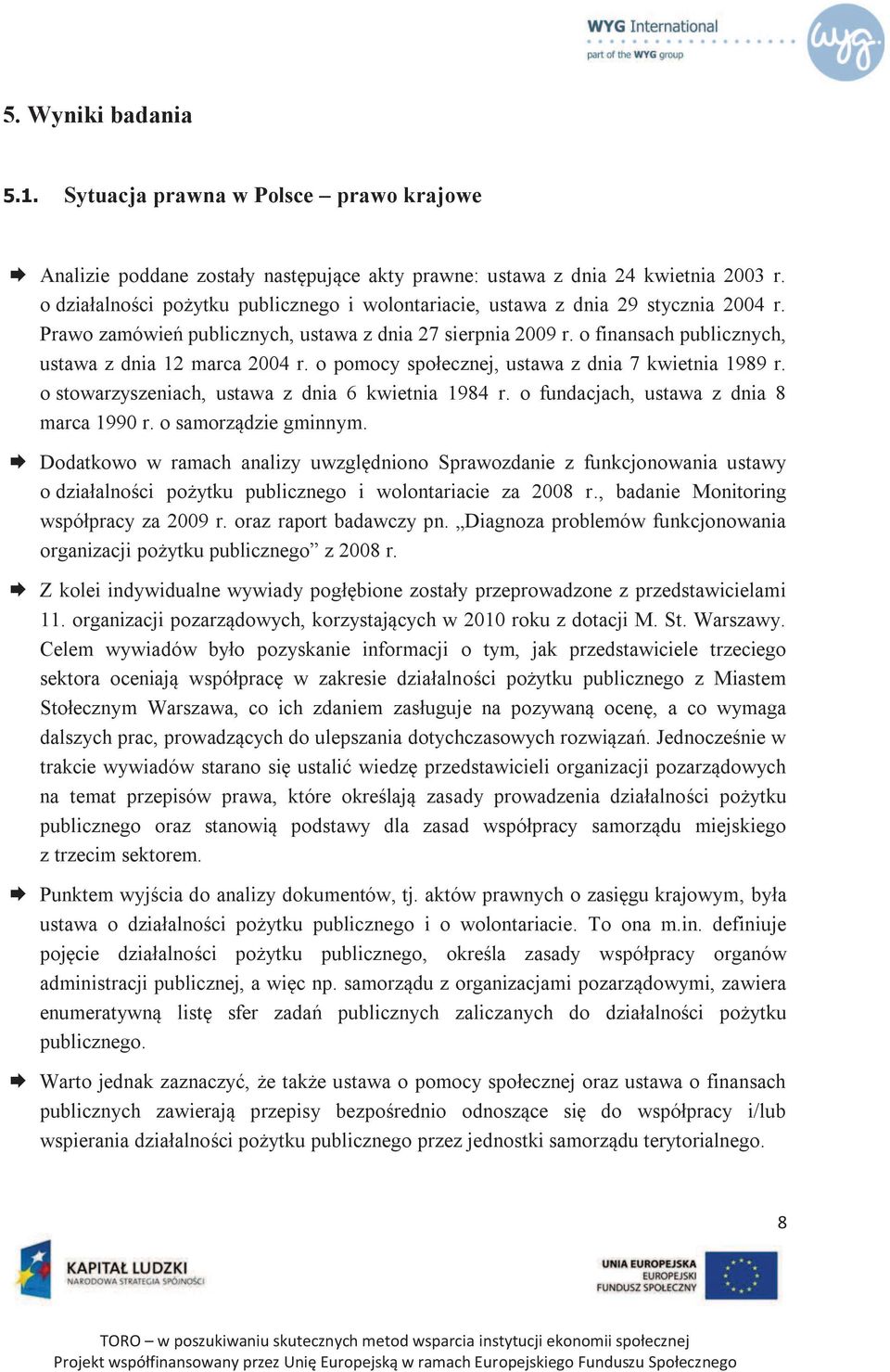 o finansach publicznych, ustawa z dnia 12 marca 2004 r. o pomocy społecznej, ustawa z dnia 7 kwietnia 1989 r. o stowarzyszeniach, ustawa z dnia 6 kwietnia 1984 r.