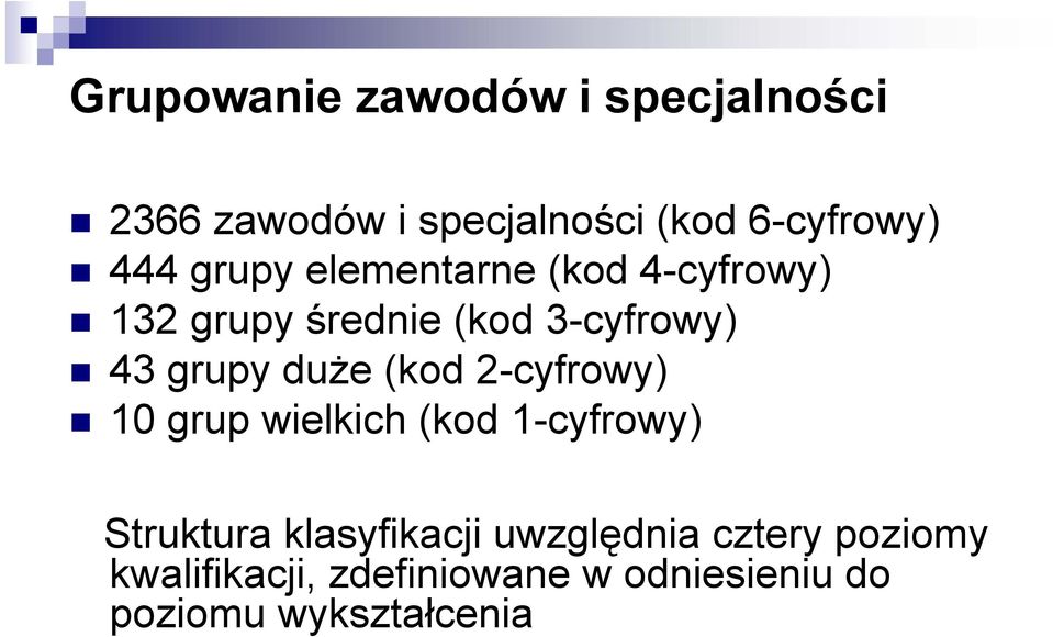 (kod 2-cyfrowy) 10 grup wielkich (kod 1-cyfrowy) Struktura klasyfikacji