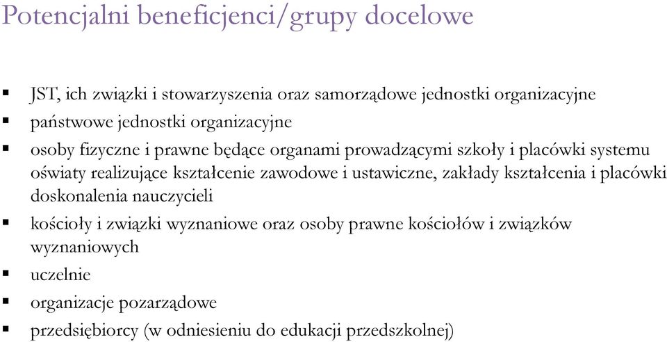 kształcenie zawodowe i ustawiczne, zakłady kształcenia i placówki doskonalenia nauczycieli kościoły i związki wyznaniowe oraz