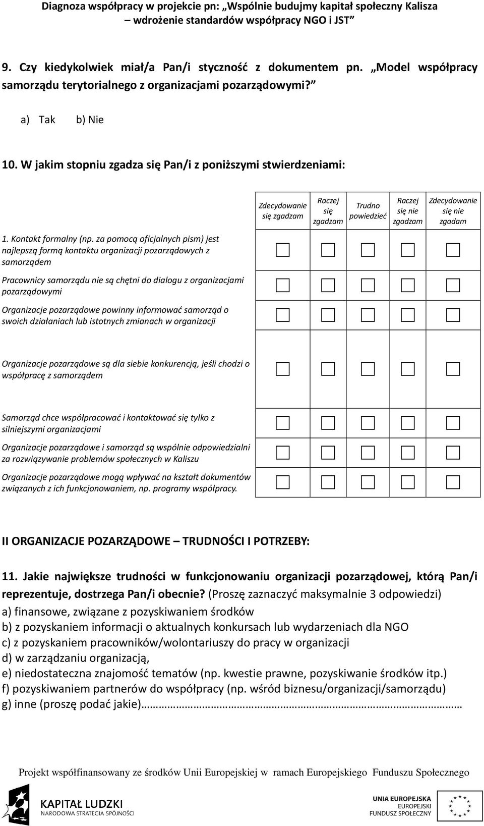 za pomocą oficjalnych pism) jest najlepszą formą kontaktu organizacji pozarządowych z samorządem Pracownicy samorządu nie są chętni do dialogu z organizacjami pozarządowymi Organizacje pozarządowe