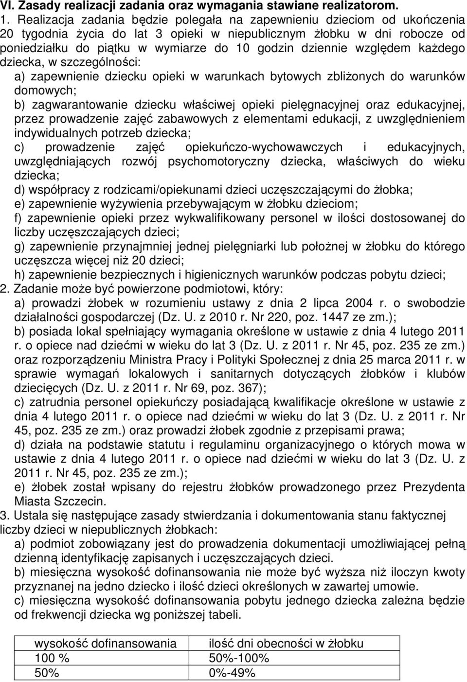 dziennie względem kaŝdego dziecka, w szczególności: a) zapewnienie dziecku opieki w warunkach bytowych zbliŝonych do warunków domowych; b) zagwarantowanie dziecku właściwej opieki pielęgnacyjnej oraz