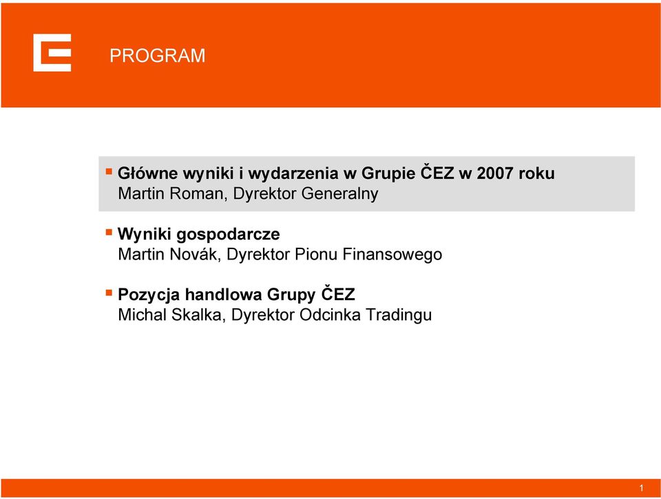 gospodarcze Martin Novák, Dyrektor Pionu Finansowego