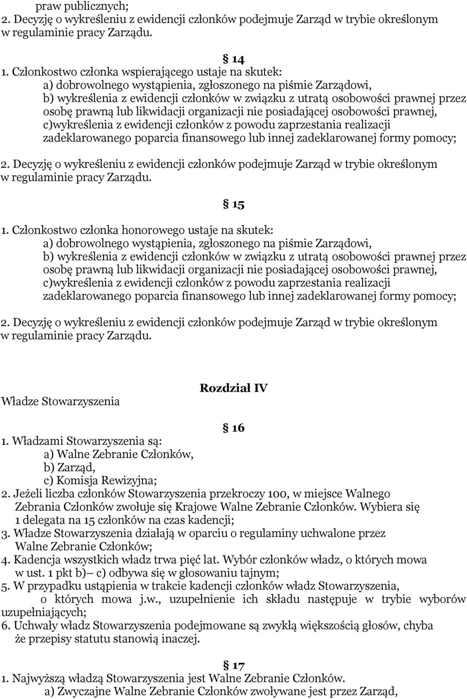 prawną lub likwidacji organizacji nie posiadającej osobowości prawnej, c)wykreślenia z ewidencji członków z powodu zaprzestania realizacji zadeklarowanego poparcia finansowego lub innej