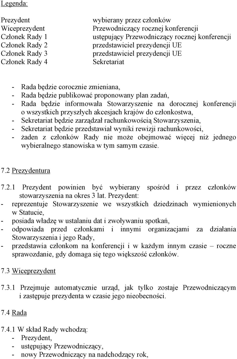 dorocznej konferencji o wszystkich przyszłych akcesjach krajów do członkostwa, - Sekretariat będzie zarządzał rachunkowością Stowarzyszenia, - Sekretariat będzie przedstawiał wyniki rewizji