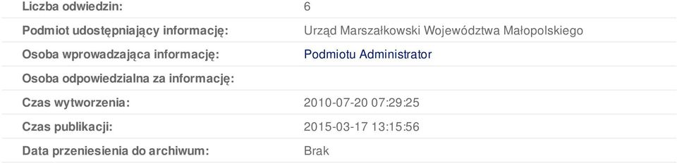 Administrator Osoba odpowiedzialna za informację: Czas wytworzenia: