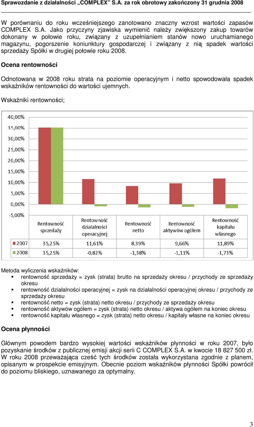 z nią spadek wartości sprzedaŝy Spółki w drugiej połowie roku 2008.