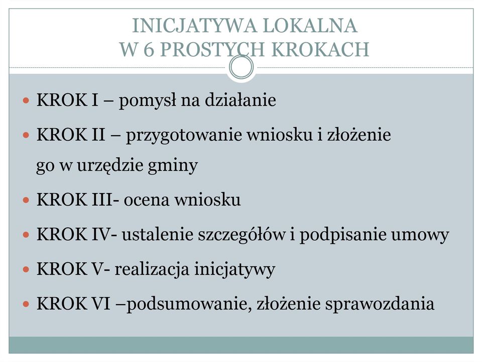 III- ocena wniosku KROK IV- ustalenie szczegółów i podpisanie umowy