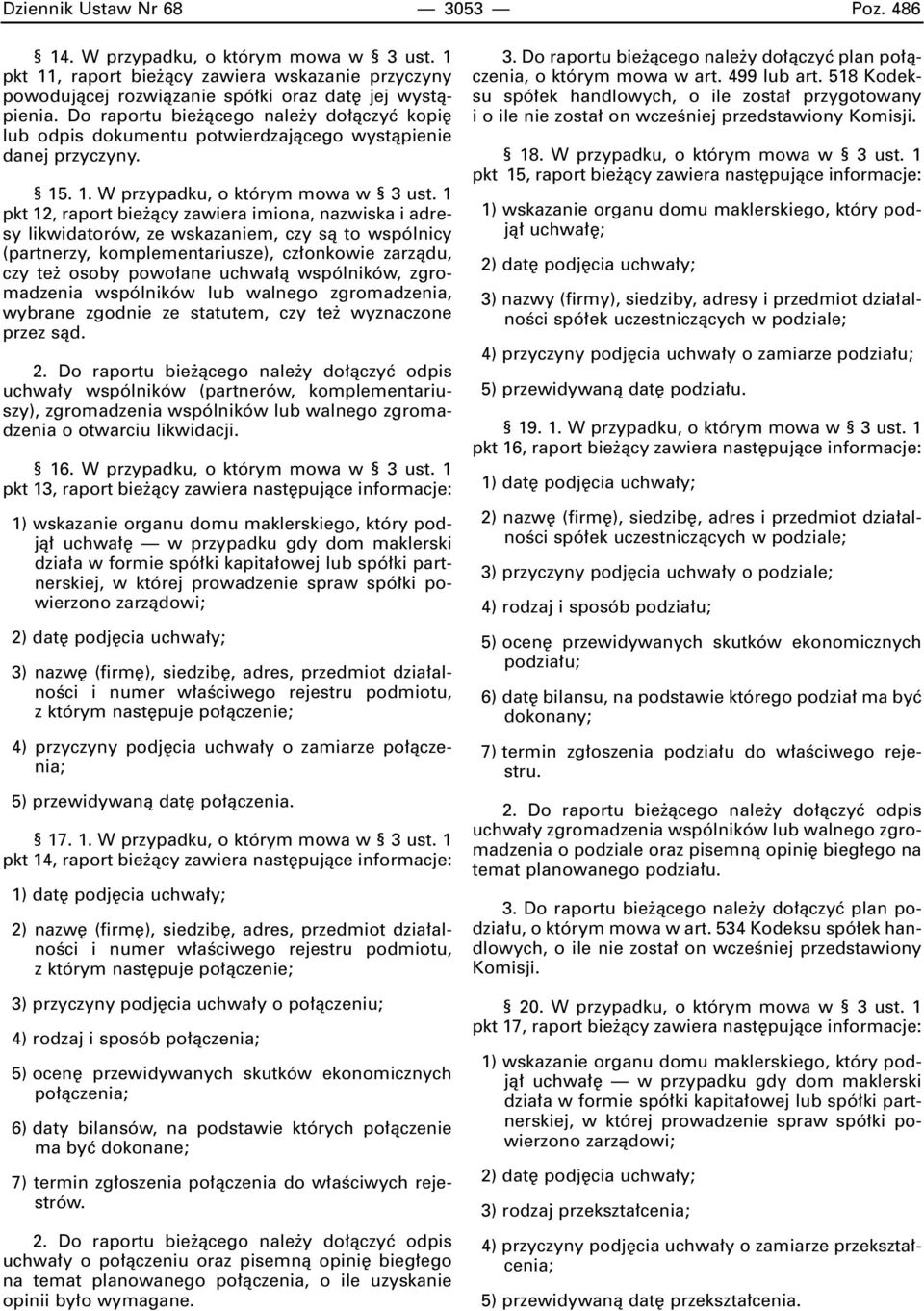 1 pkt 12, raport bie àcy zawiera imiona, nazwiska i adresy likwidatorów, ze wskazaniem, czy sà to wspólnicy (partnerzy, komplementariusze), cz onkowie zarzàdu, czy te osoby powo ane uchwa à