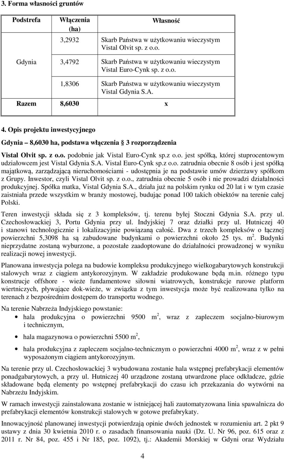 z o.o. jest spółką, której stuprocentowym udziałowcem jest Vistal Gdynia S.A. Vistal Euro-Cynk sp.z o.o. zatrudnia obecnie 8 osób i jest spółką majątkową, zarządzającą nieruchomościami - udostępnia je na podstawie umów dzierżawy spółkom z Grupy.