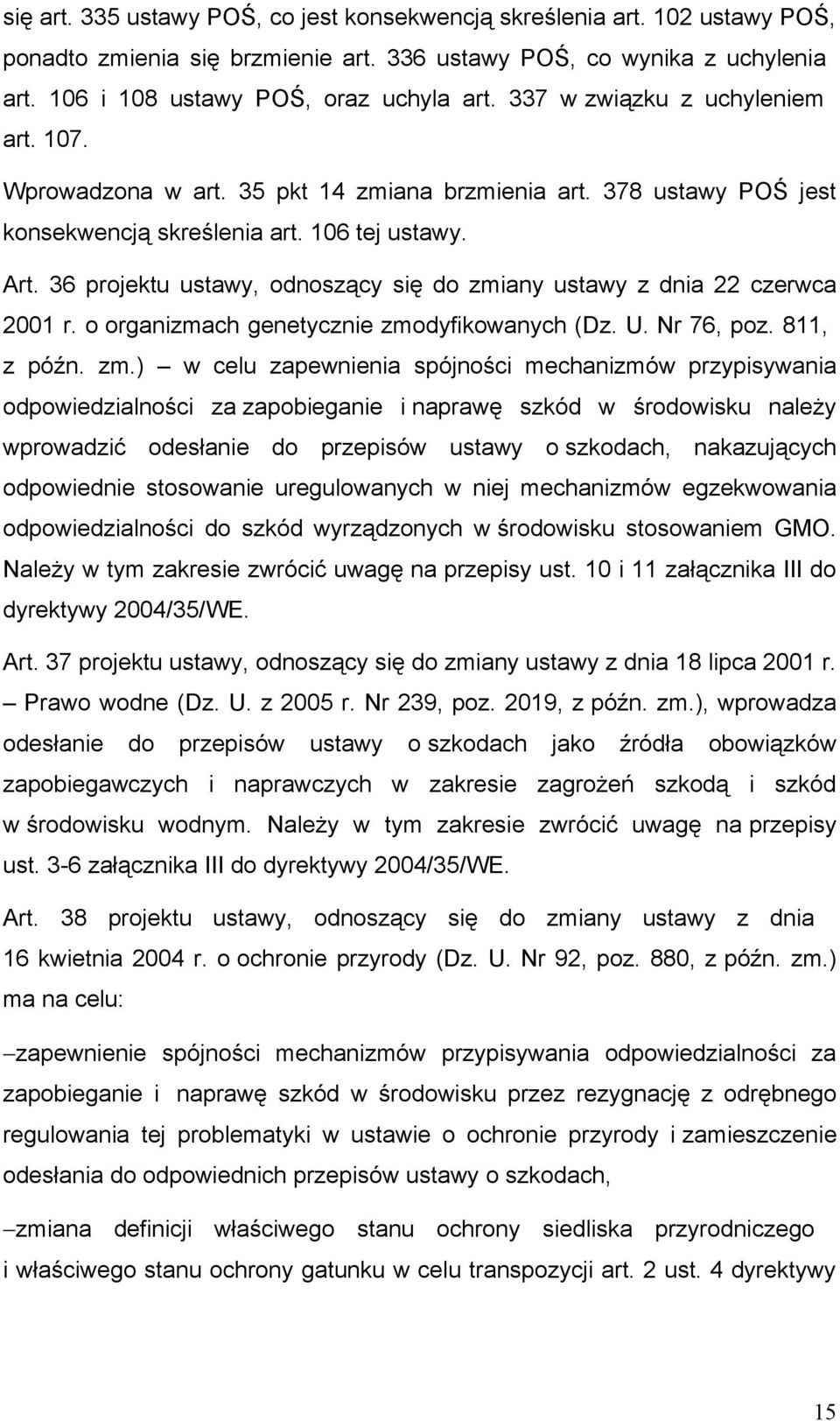 36 projektu ustawy, odnoszący się do zmi