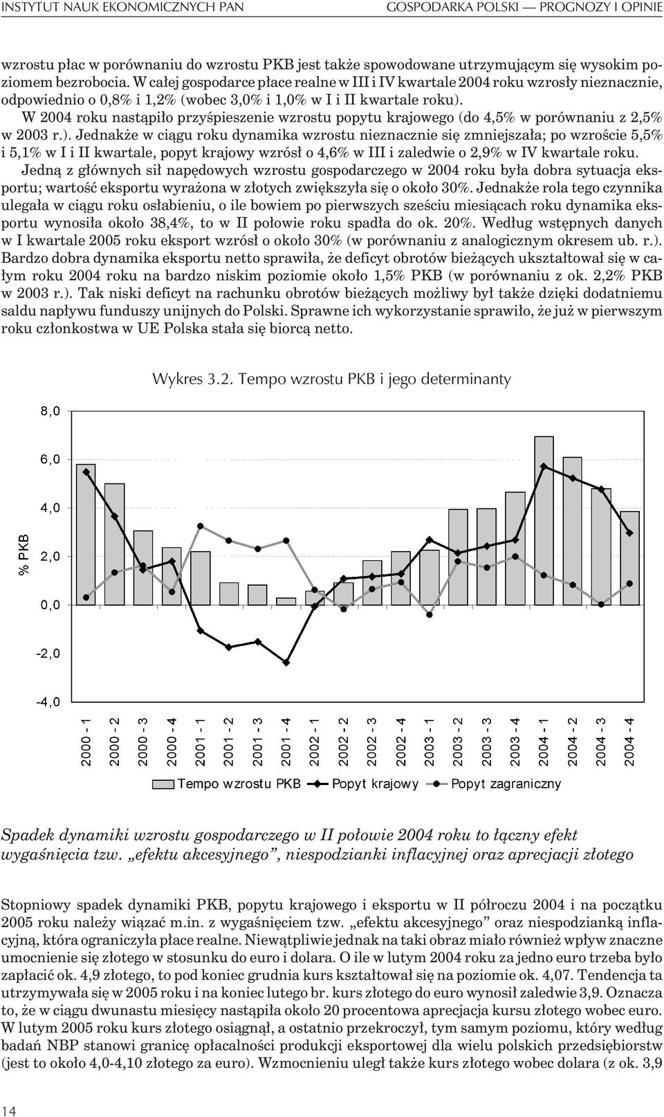 W 2004 roku nast¹pi³o przyœpieszenie wzrostu popytu krajowego (do 4,5% w porównaniu z 2,5% w 2003 r.).