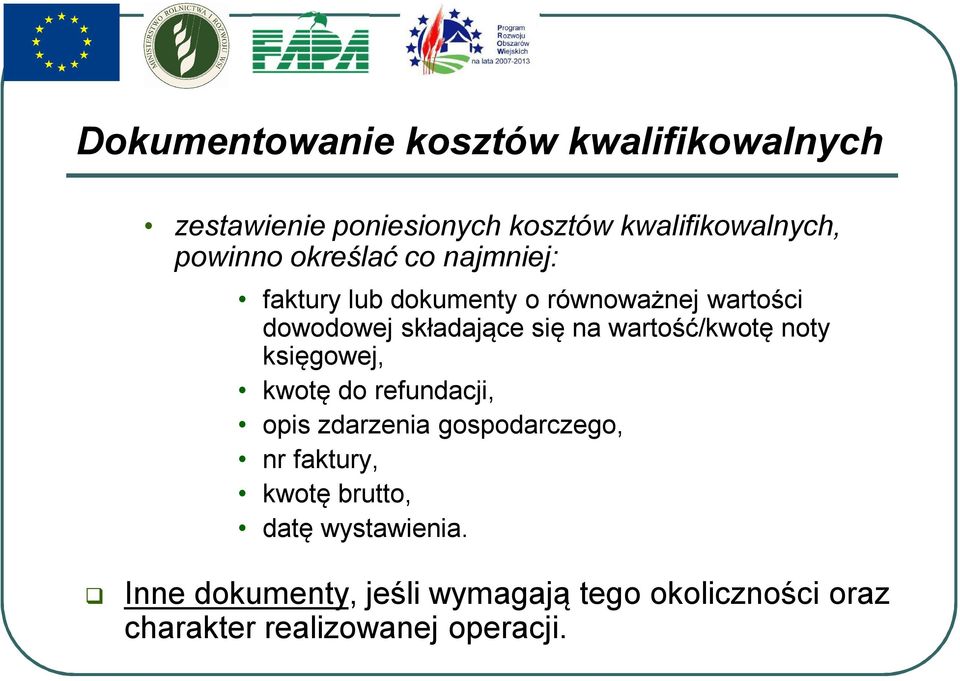 księgowej, kwotę do refundacji, opis zdarzenia gospodarczego, nr faktury, kwotę brutto,