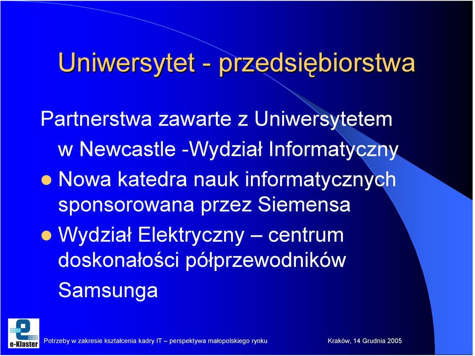 katedra nauk informatycznych sponsorowana przez Siemensa