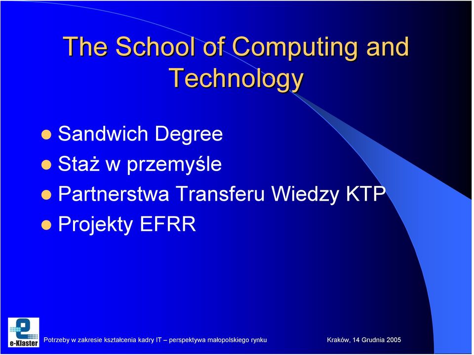 Staż w przemyśle Partnerstwa