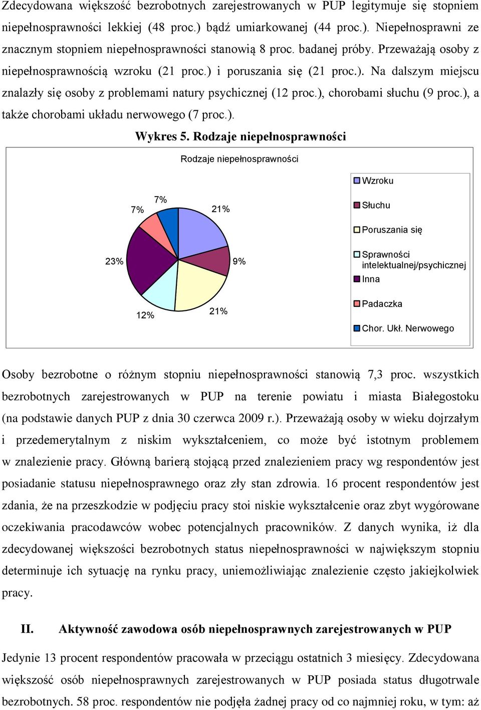 ), chorobami słuchu (9 proc.), a także chorobami układu nerwowego (7 proc.). Wykres 5.