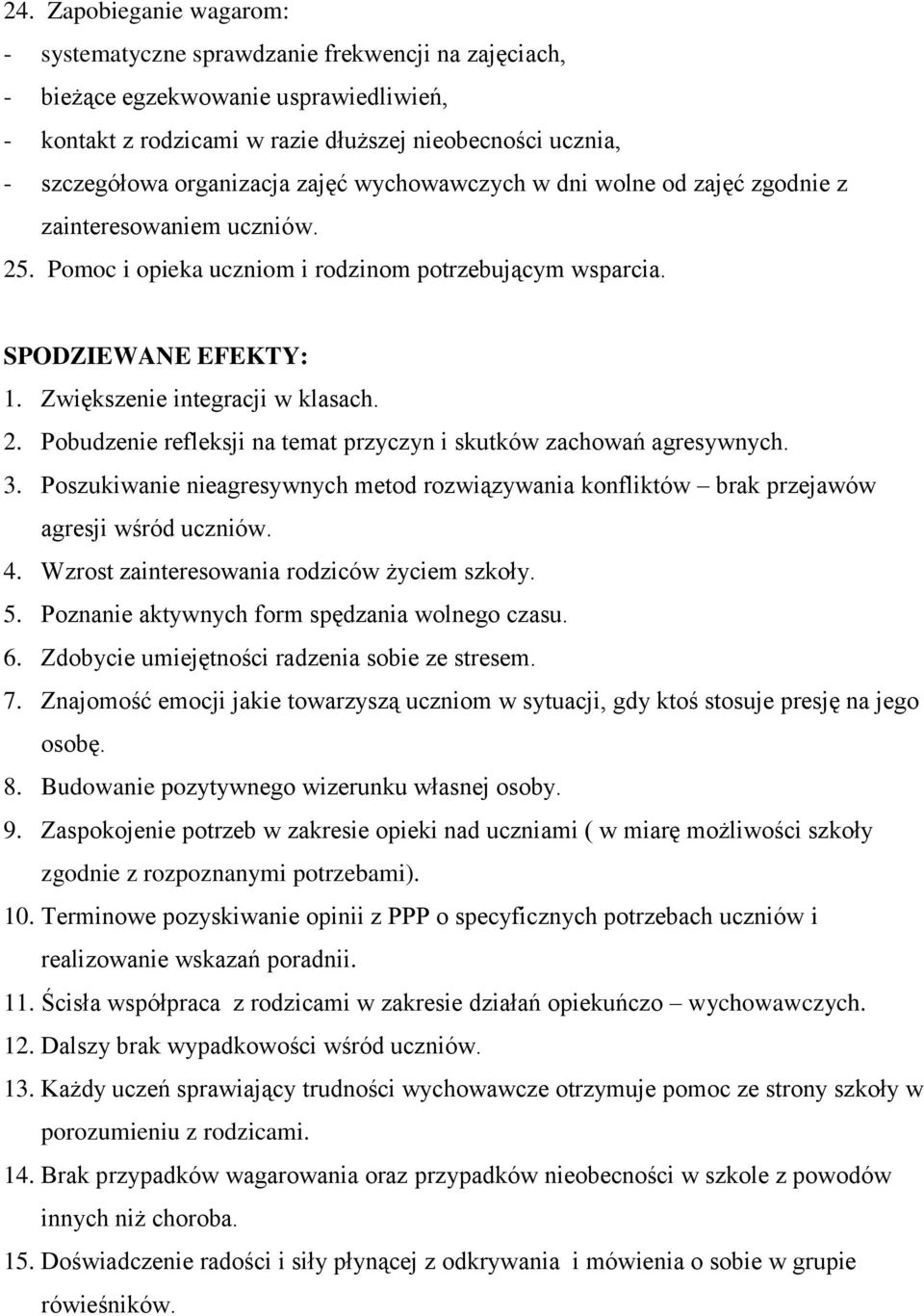 Zwiększenie integracji w klasach. 2. Pobudzenie refleksji na temat przyczyn i skutków zachowań agresywnych. 3.