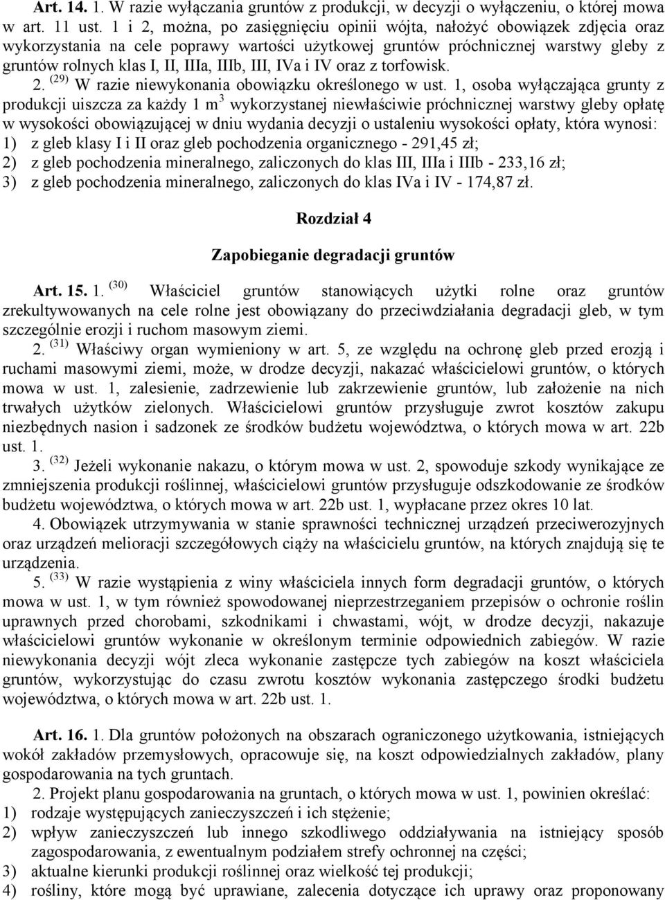 IIIb, III, IVa i IV oraz z torfowisk. 2. (29) W razie niewykonania obowiązku określonego w ust.