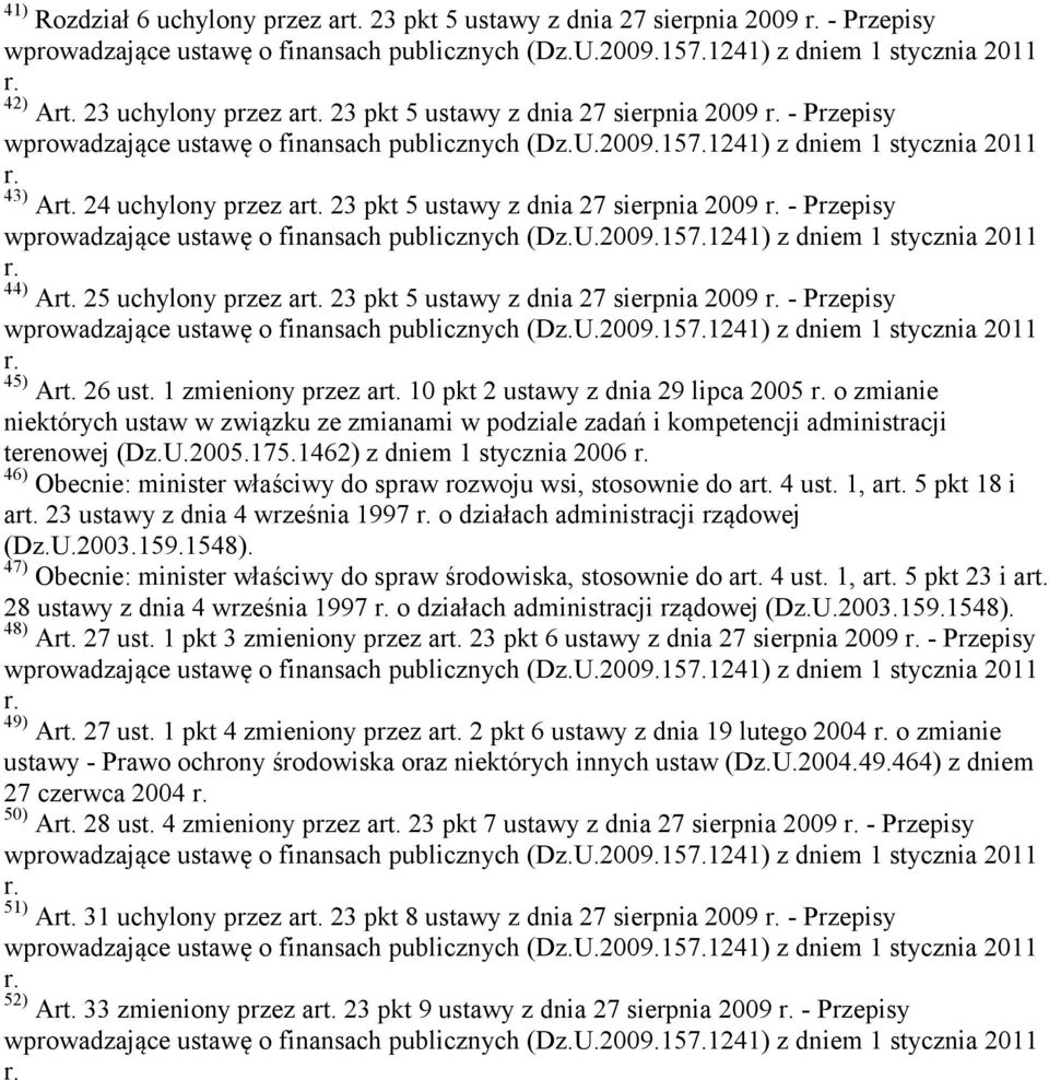 24 uchylony przez art. 23 pkt 5 ustawy z dnia 27 sierpnia 2009 r. - Przepisy wprowadzające ustawę o finansach publicznych (Dz.U.2009.157.1241) z dniem 1 stycznia 2011 r. 44) Art.