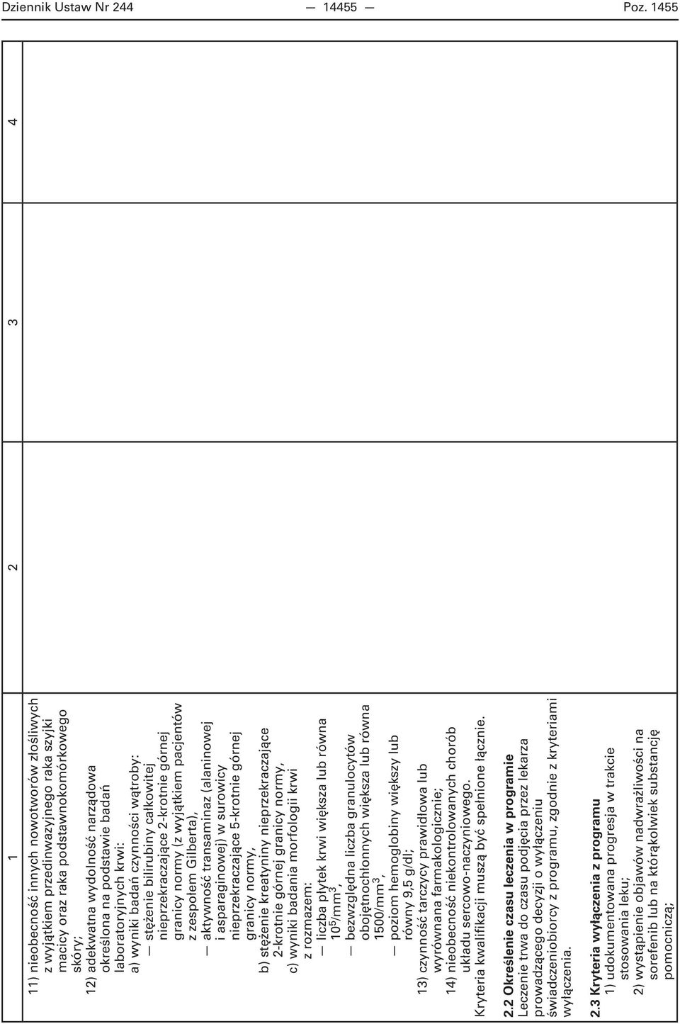 laboratoryjnych krwi: a) wyniki badań czynności wątroby: stężenie bilirubiny całkowitej nieprzekraczające 2-krotnie górnej granicy normy (z wyjątkiem pacjentów z zespołem Gilberta), aktywność